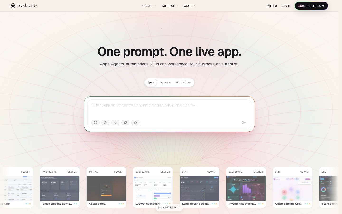 Taskade homepage