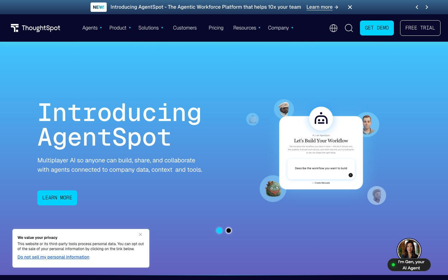ThoughtSpot Sage homepage