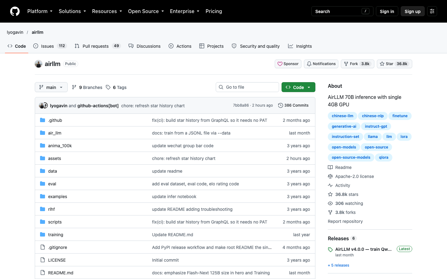 AirLLM homepage
