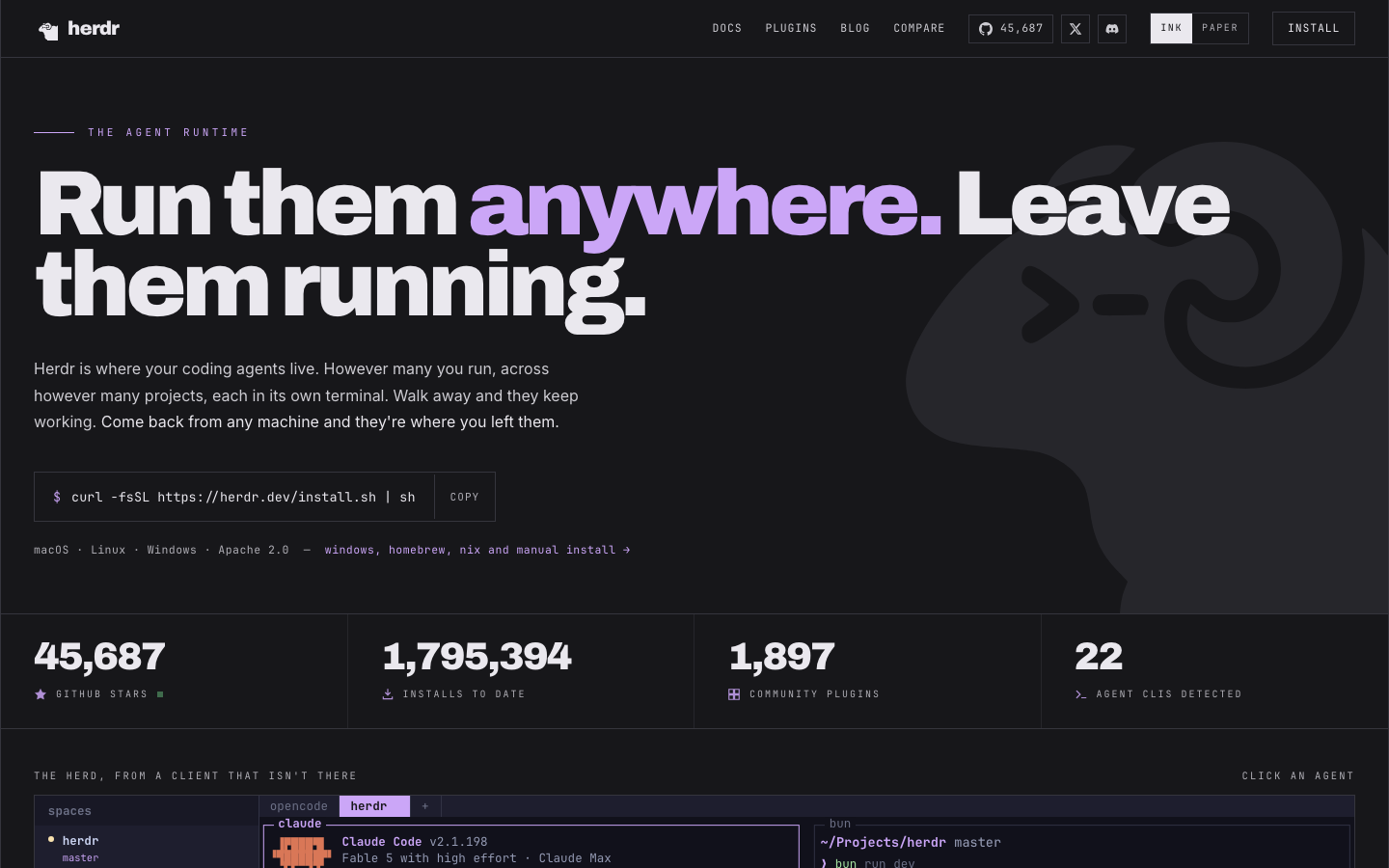 Herdr homepage