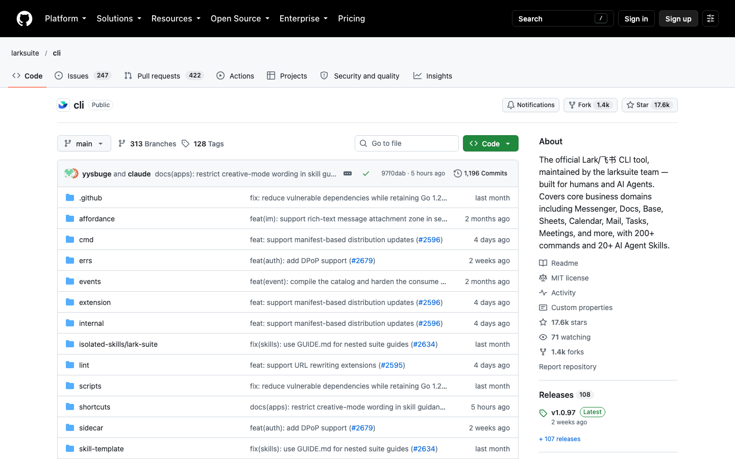 Lark CLI screenshot