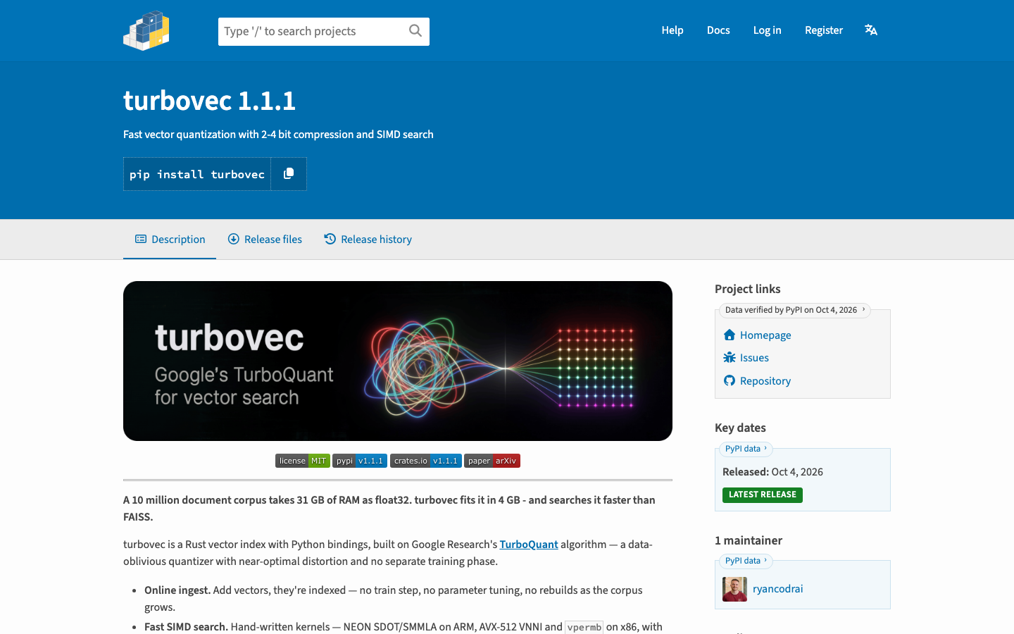turbovec screenshot